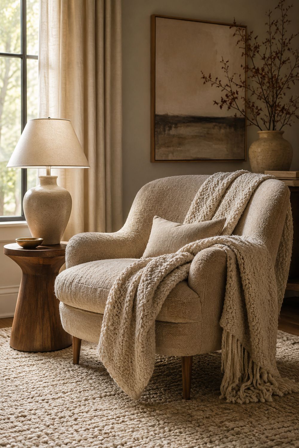 boucle throw layered comfort decor idea