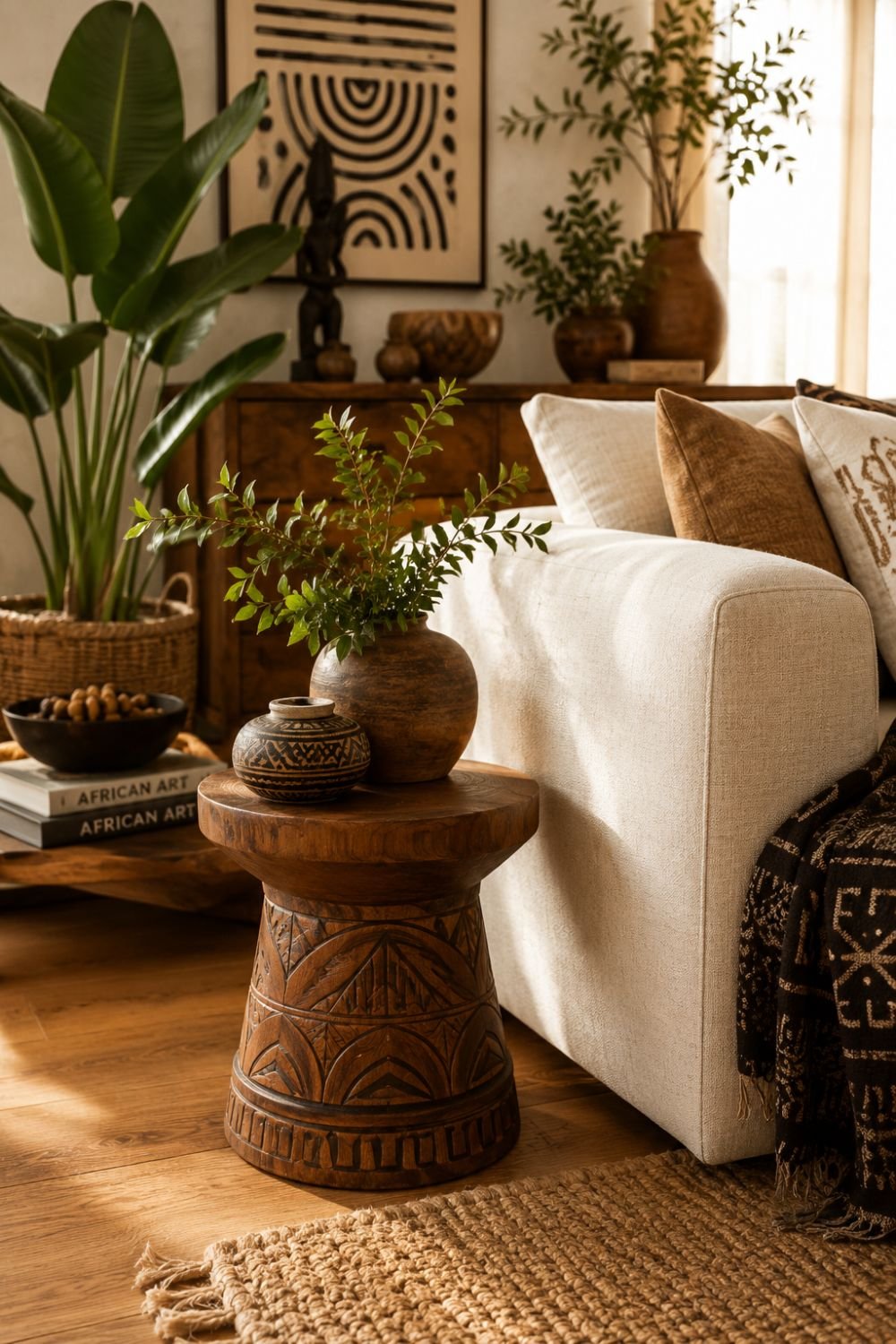  carved wood furniture afrohemian decor idea