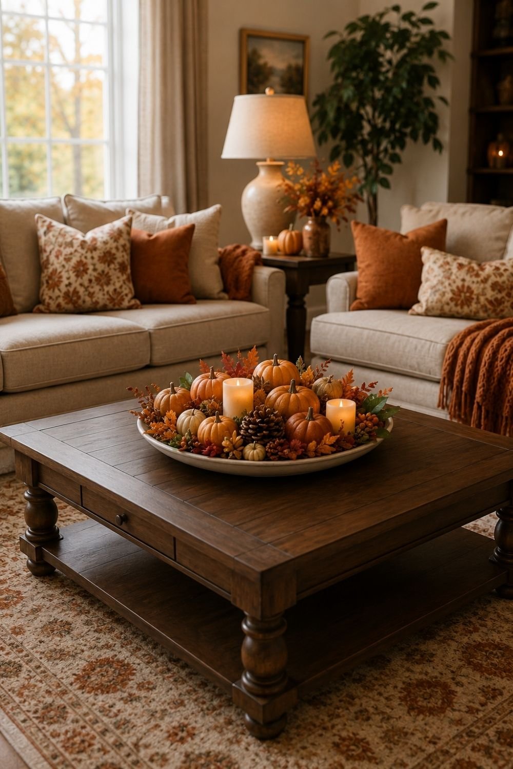 centerpiece thanksgiving living room decor idea
