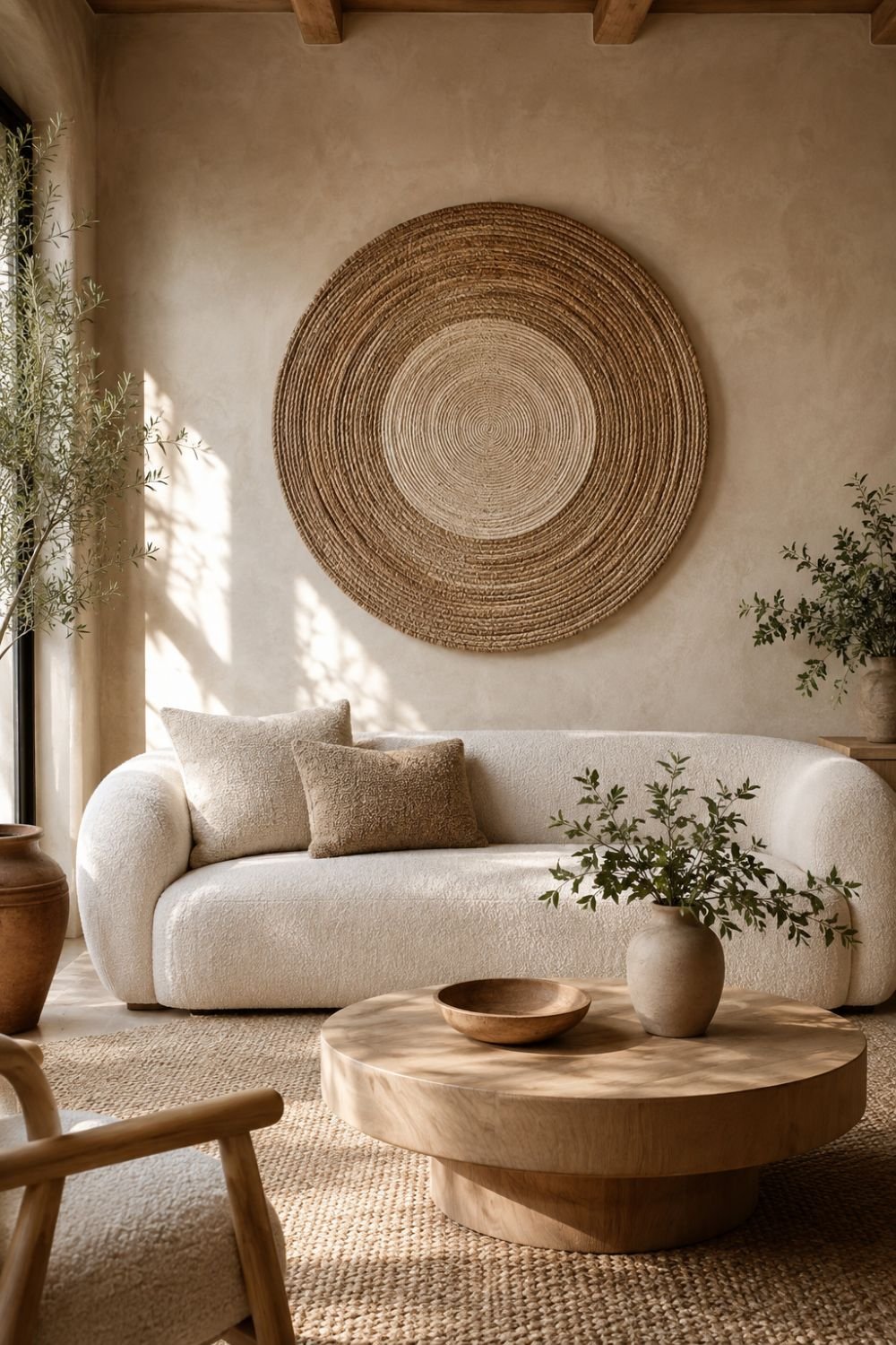 circular wall piece living room wall decor idea