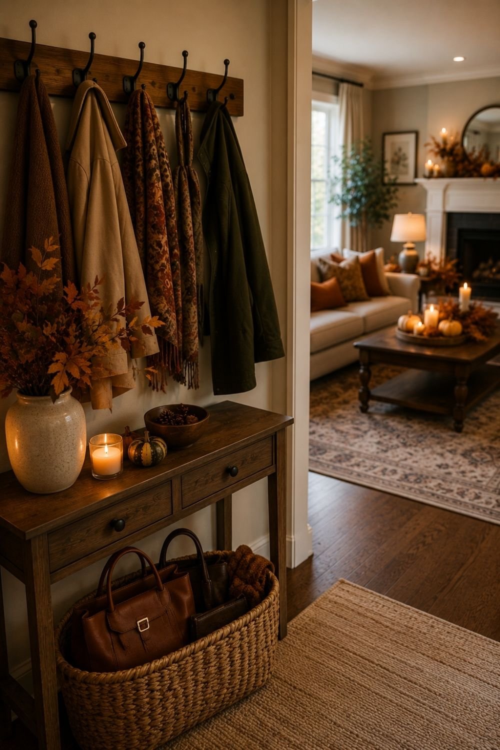 coat zone thanksgiving living room decor idea