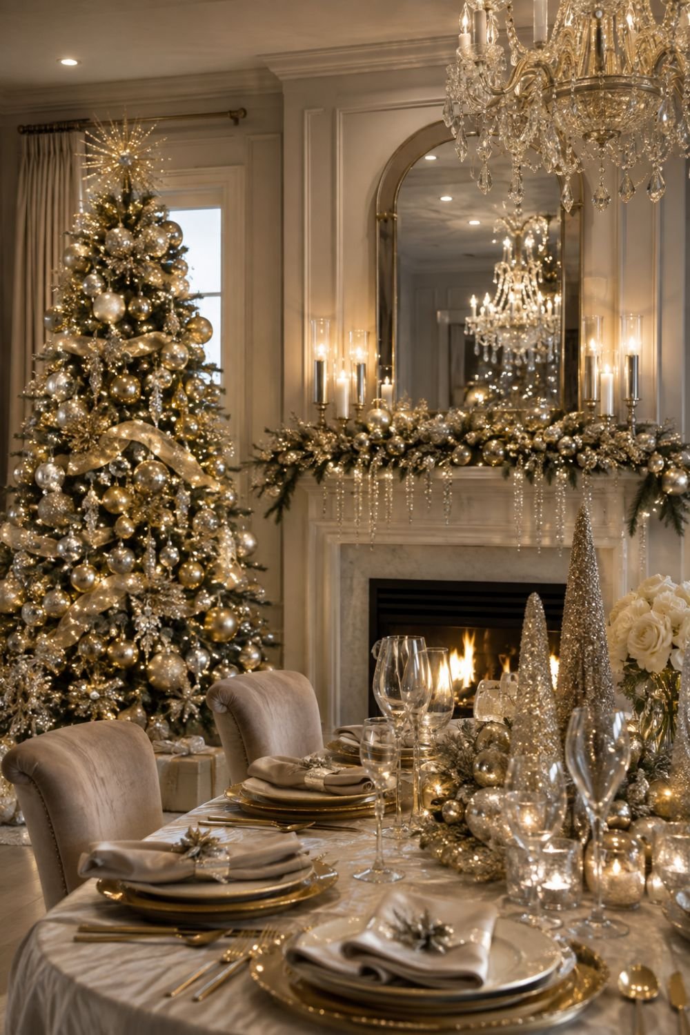 cohesive palette glam christmas decorating idea