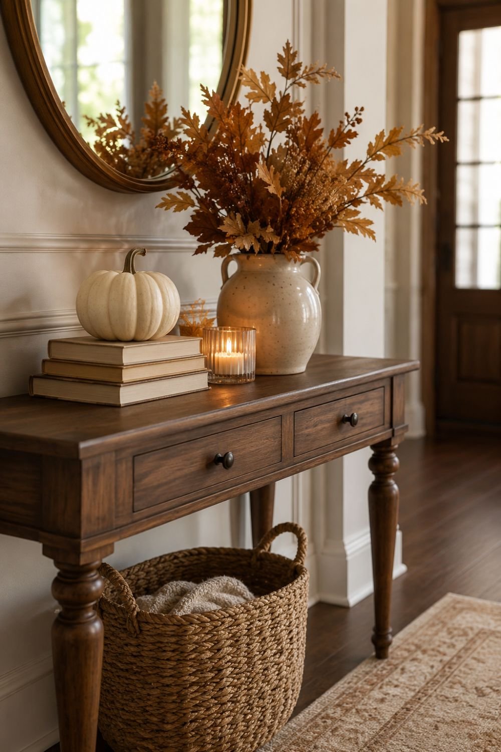 console table thanksgiving decorating idea