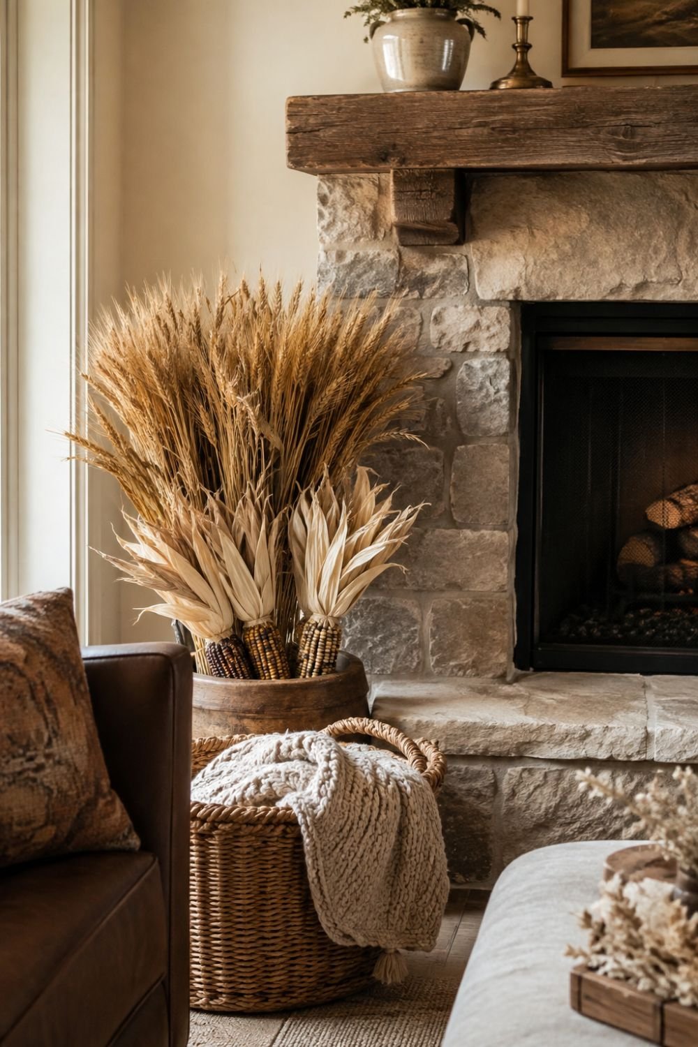  corn husks fall decor idea without pumpkins