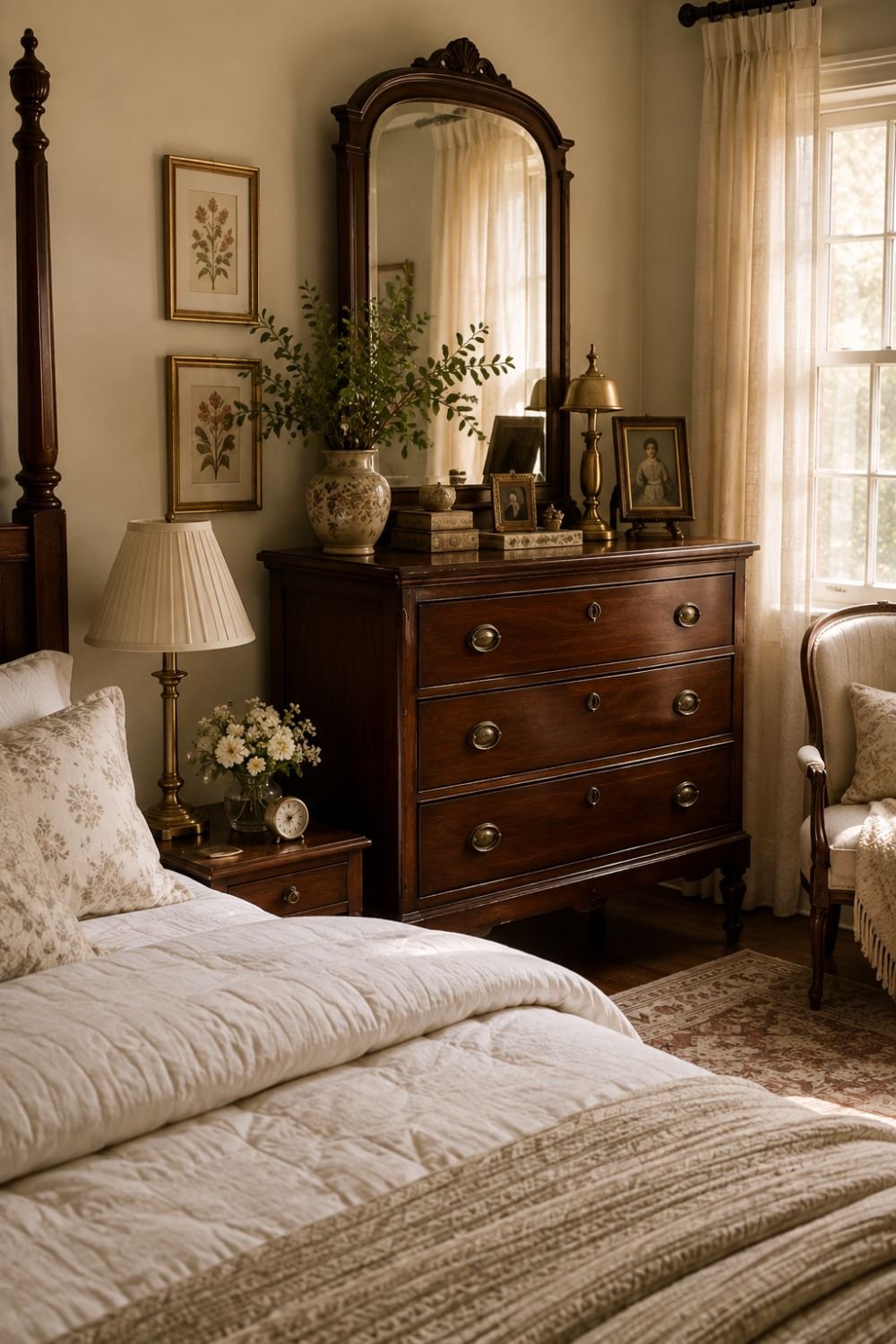 dark wood antique grandmacore decor idea