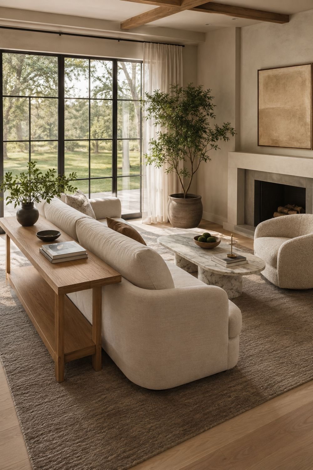 diagonal sofa living room layout idea