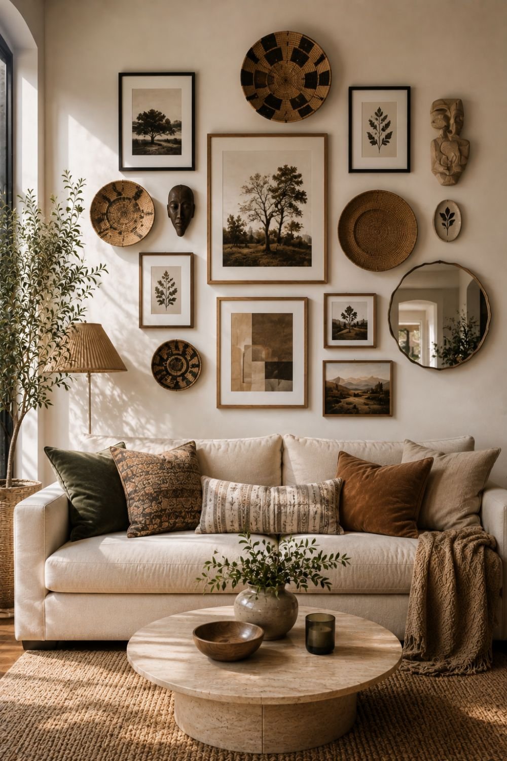 dimensional pieces gallery wall idea