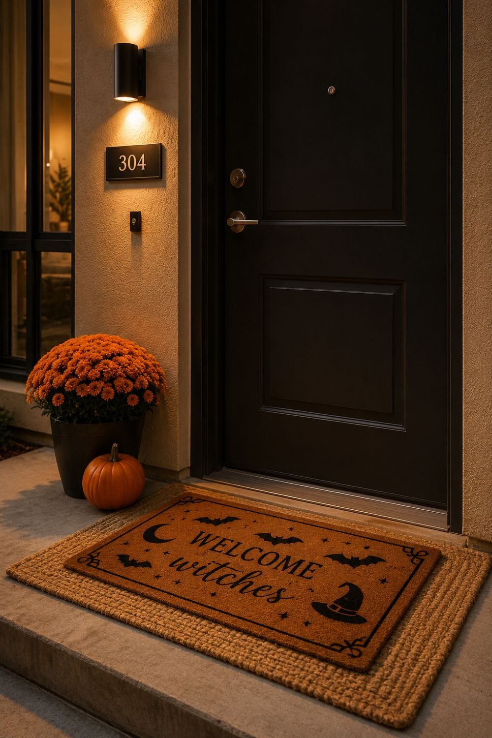 doormat small apartment halloween decor idea