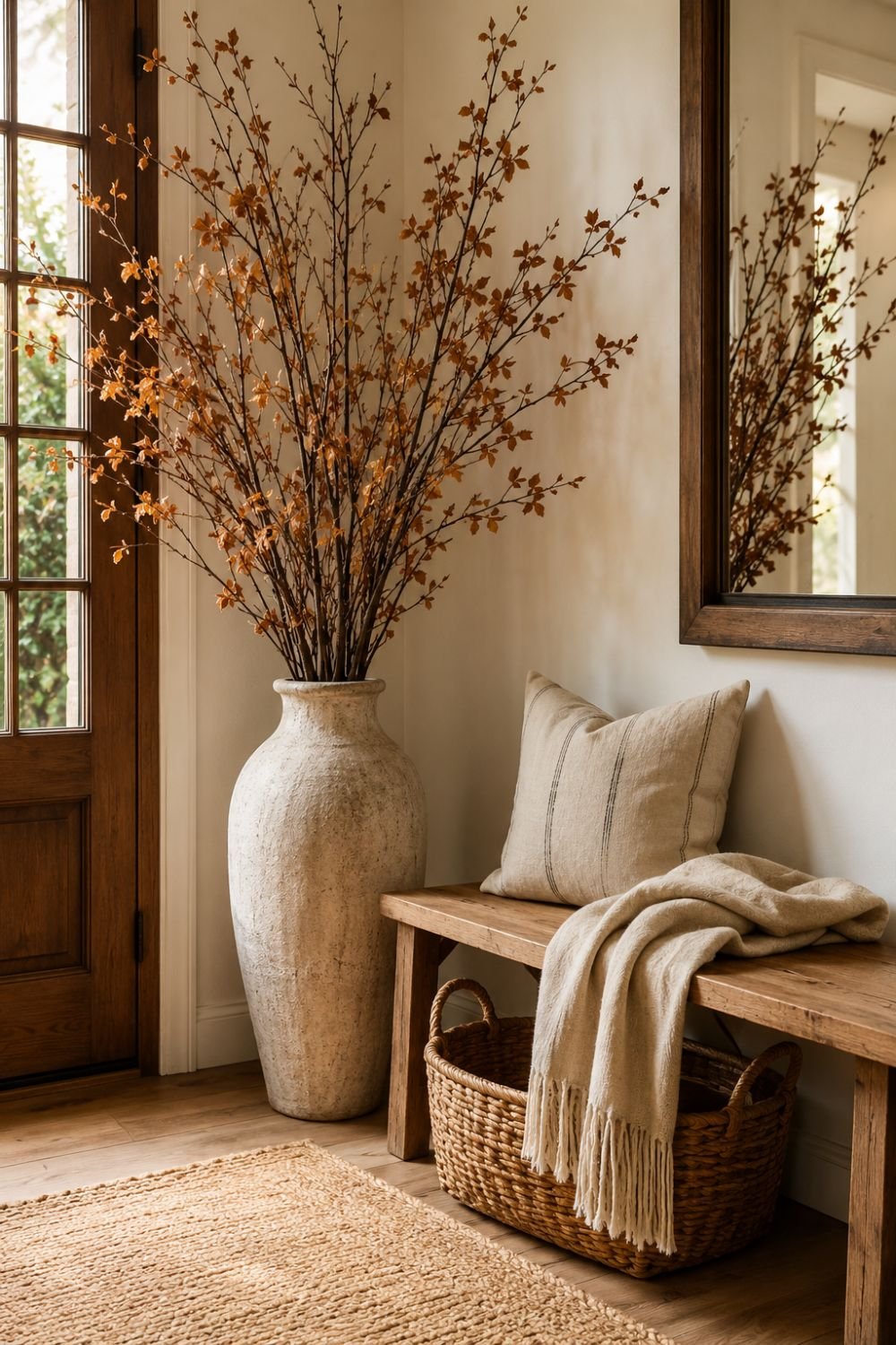  dried branches no-pumpkin fall entryway idea