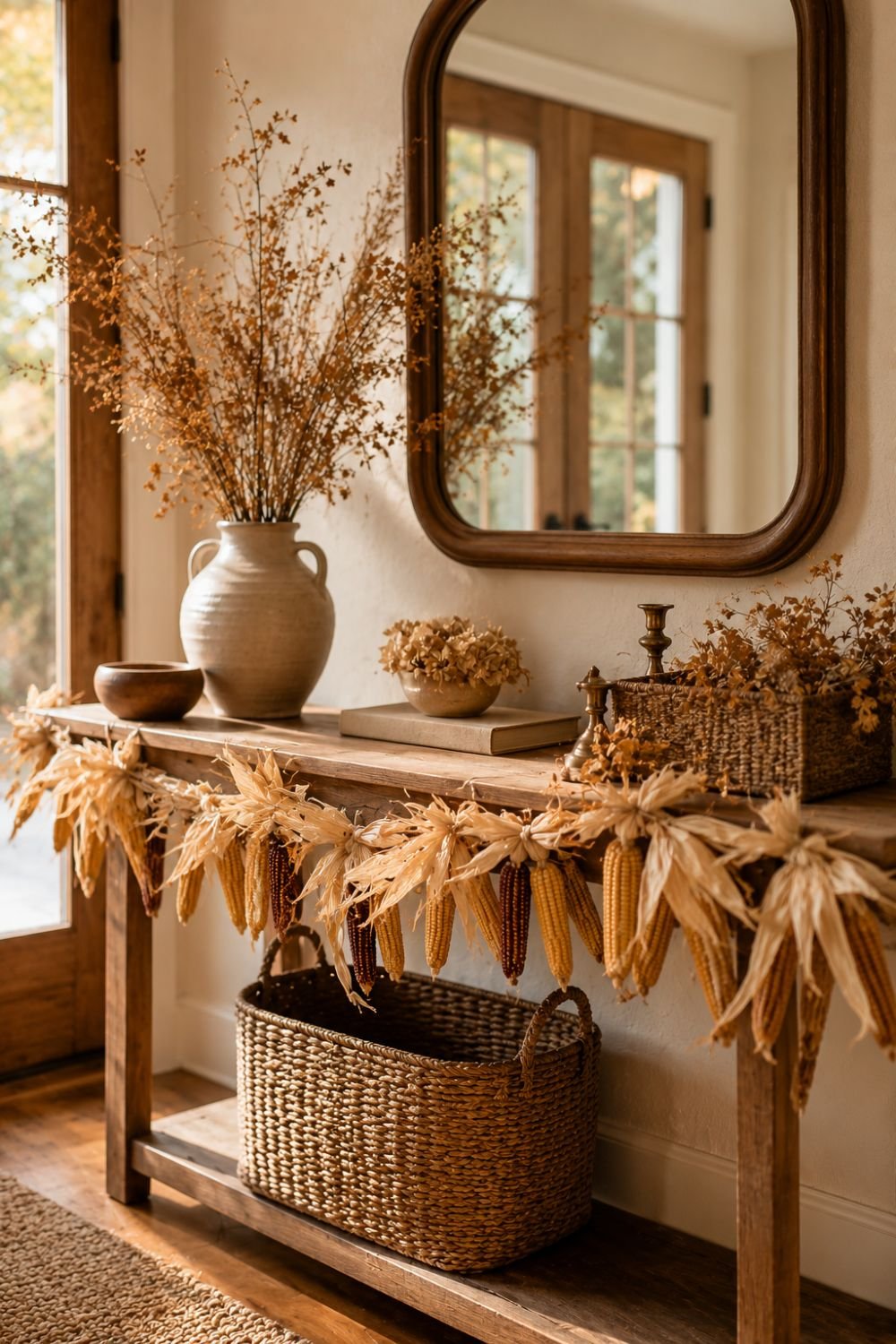  dried corn no-pumpkin fall entryway idea