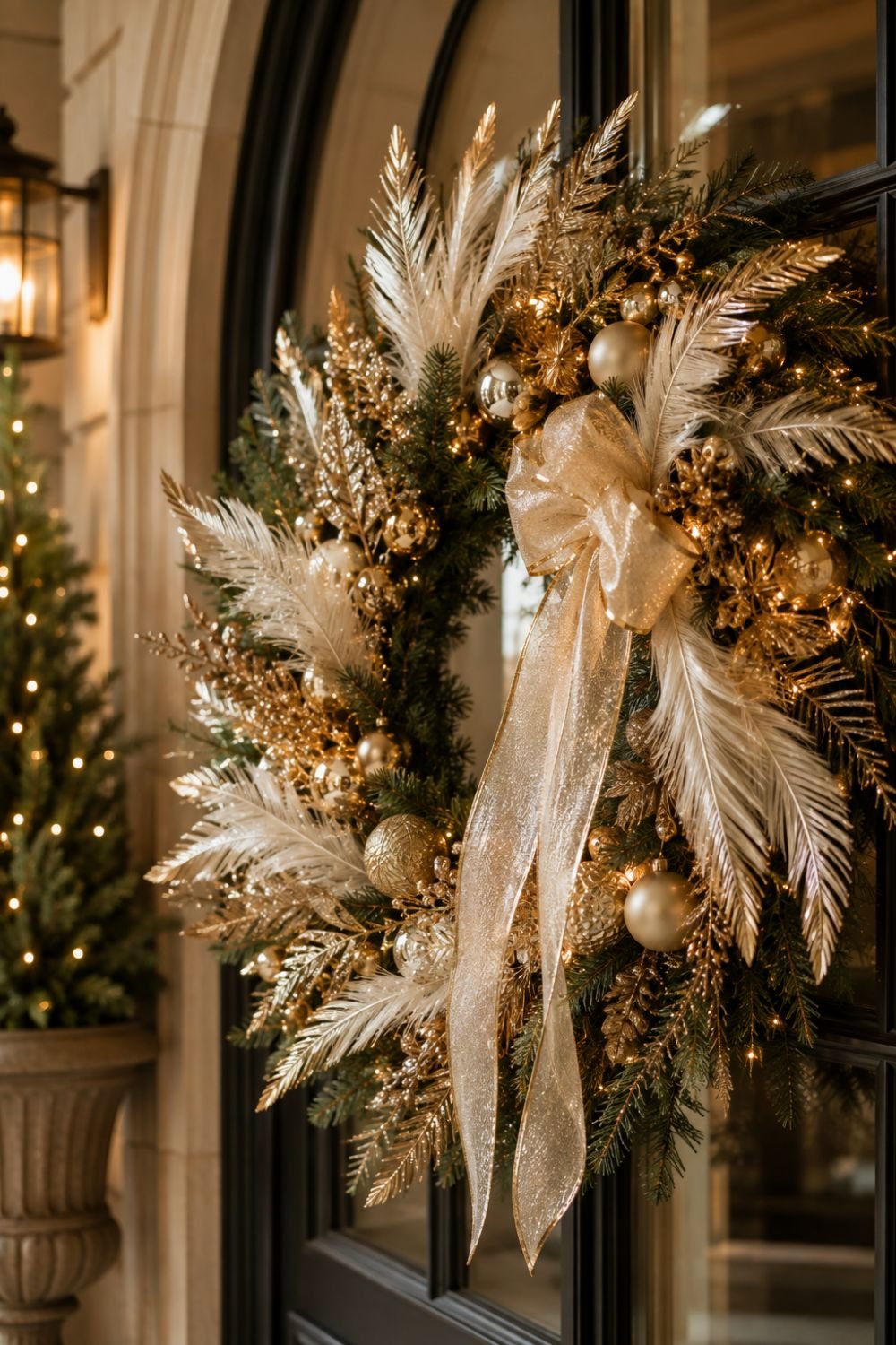 feather accents glam christmas decorating idea