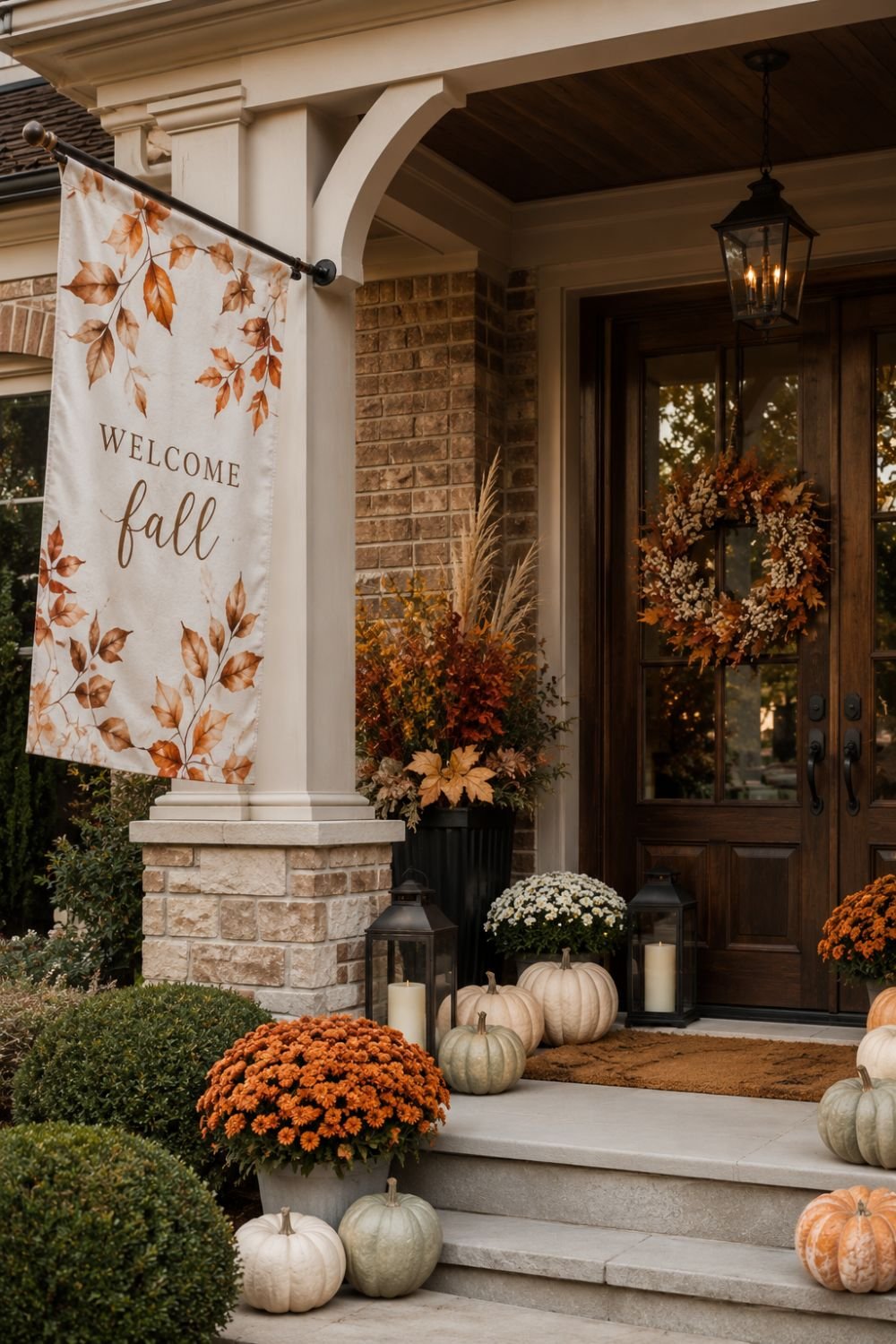 flag fall porch decor idea