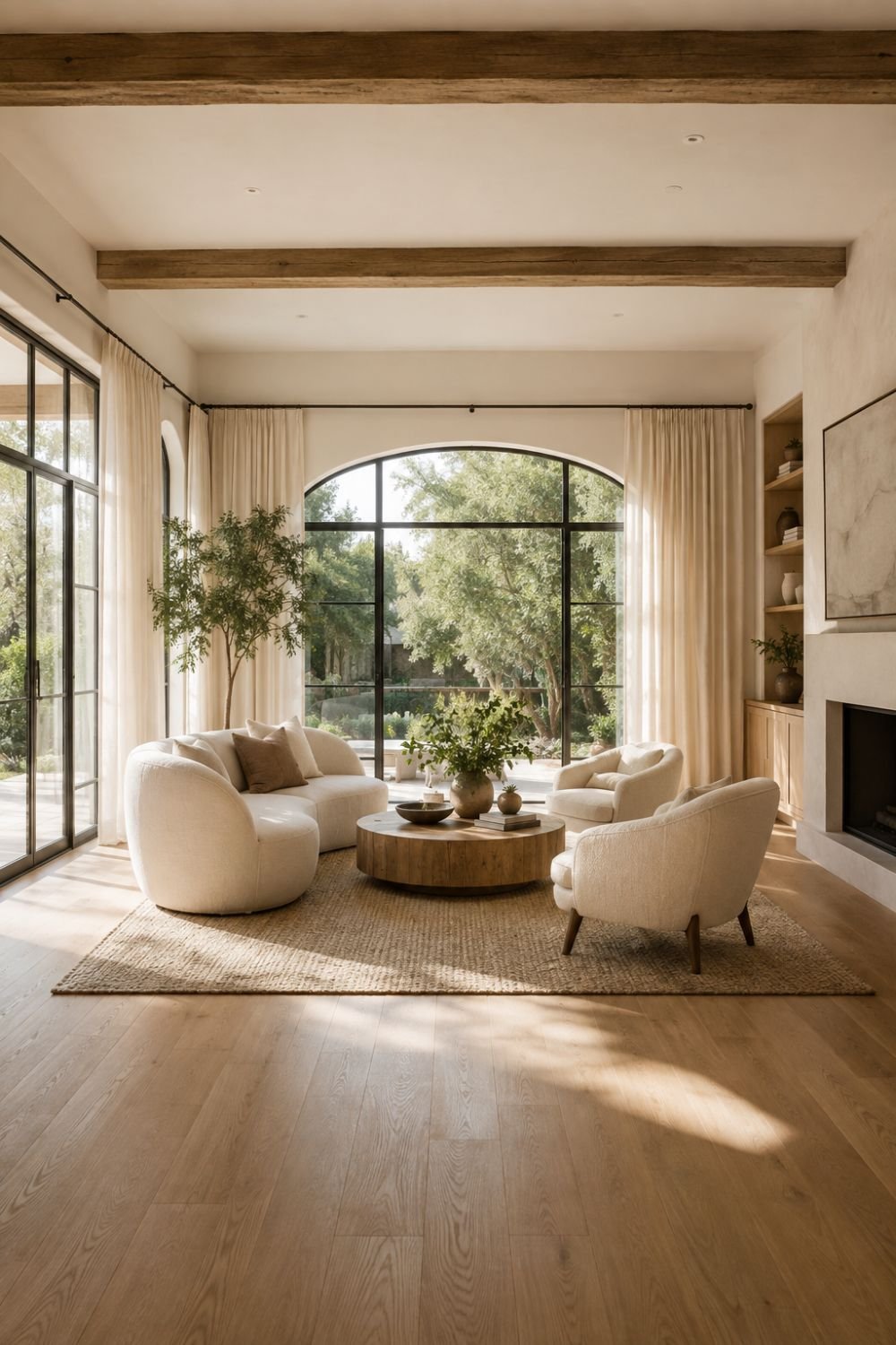 floated furniture living room layout idea
