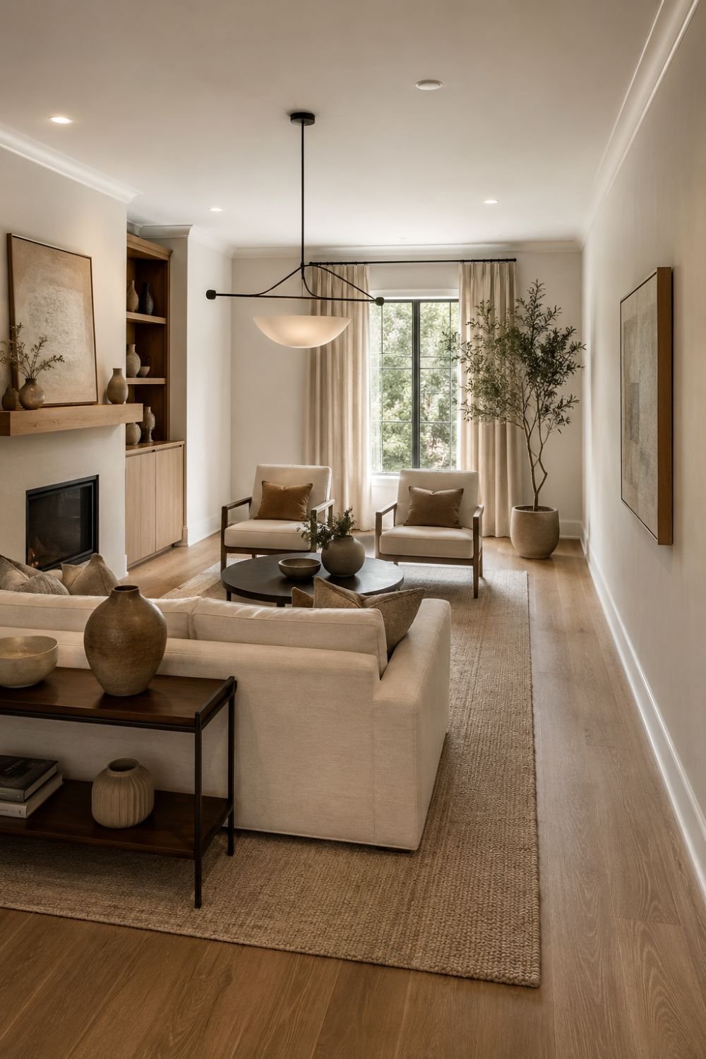 floated sofa rectangular room furniture layout idea