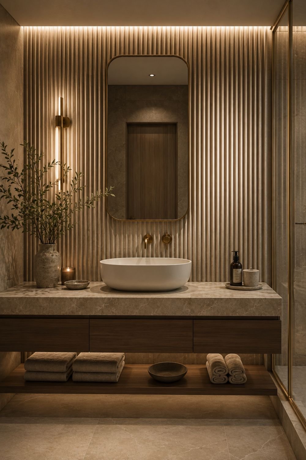  fluted accent wall statement tile idea