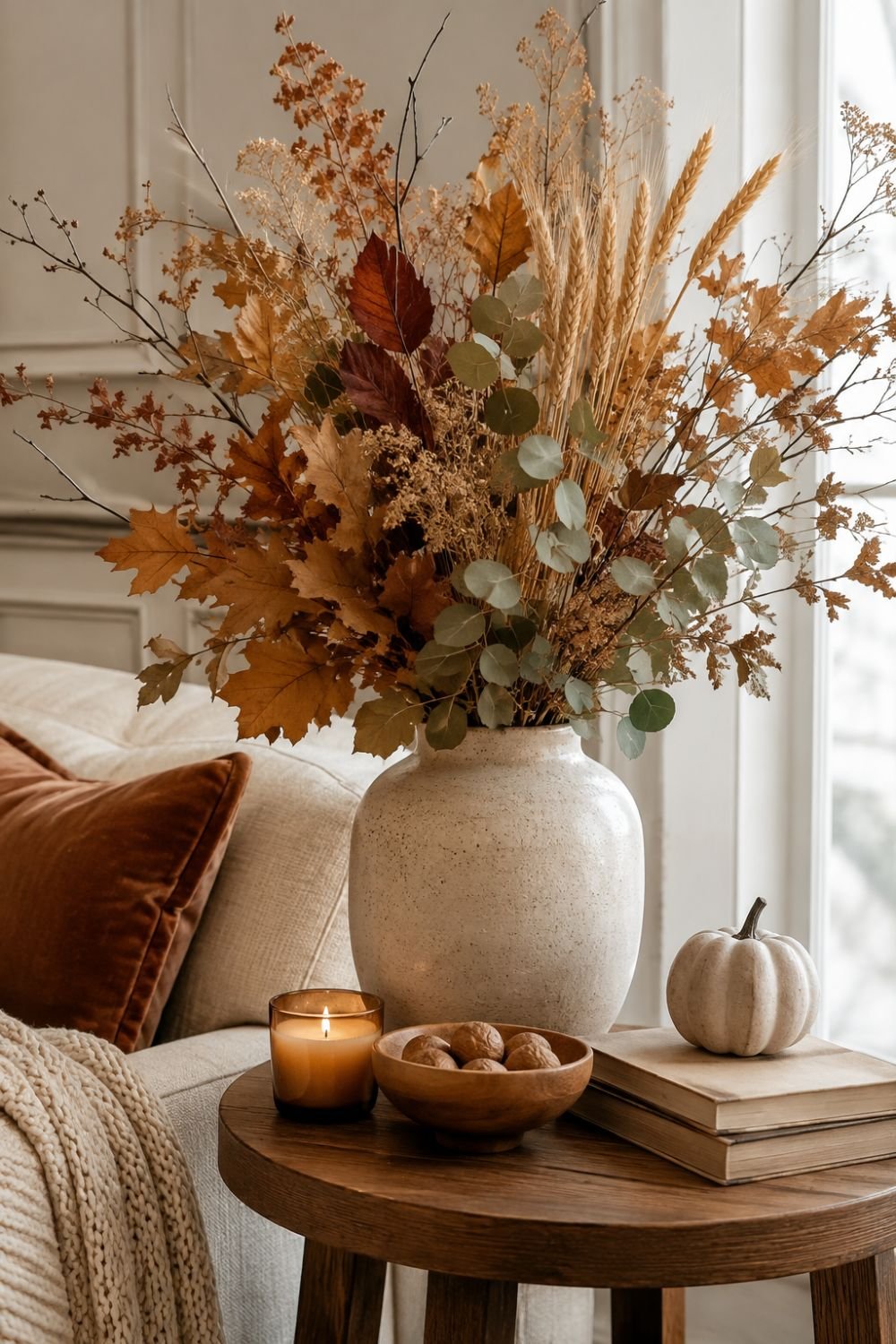 foliage vase thanksgiving decorating idea