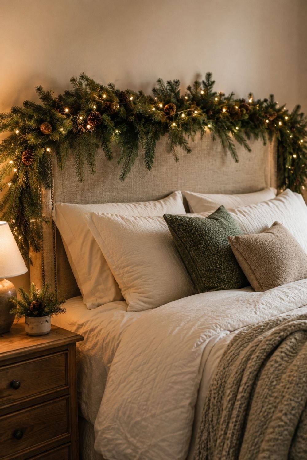 garland christmas bedroom decor idea