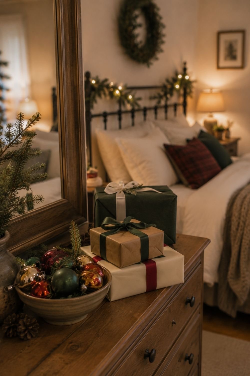gift display christmas bedroom decor idea