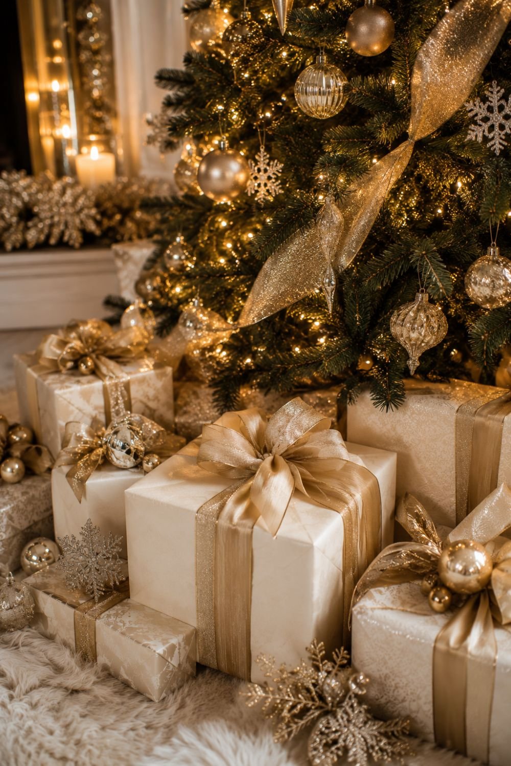 gilded ribbon glam christmas decorating idea