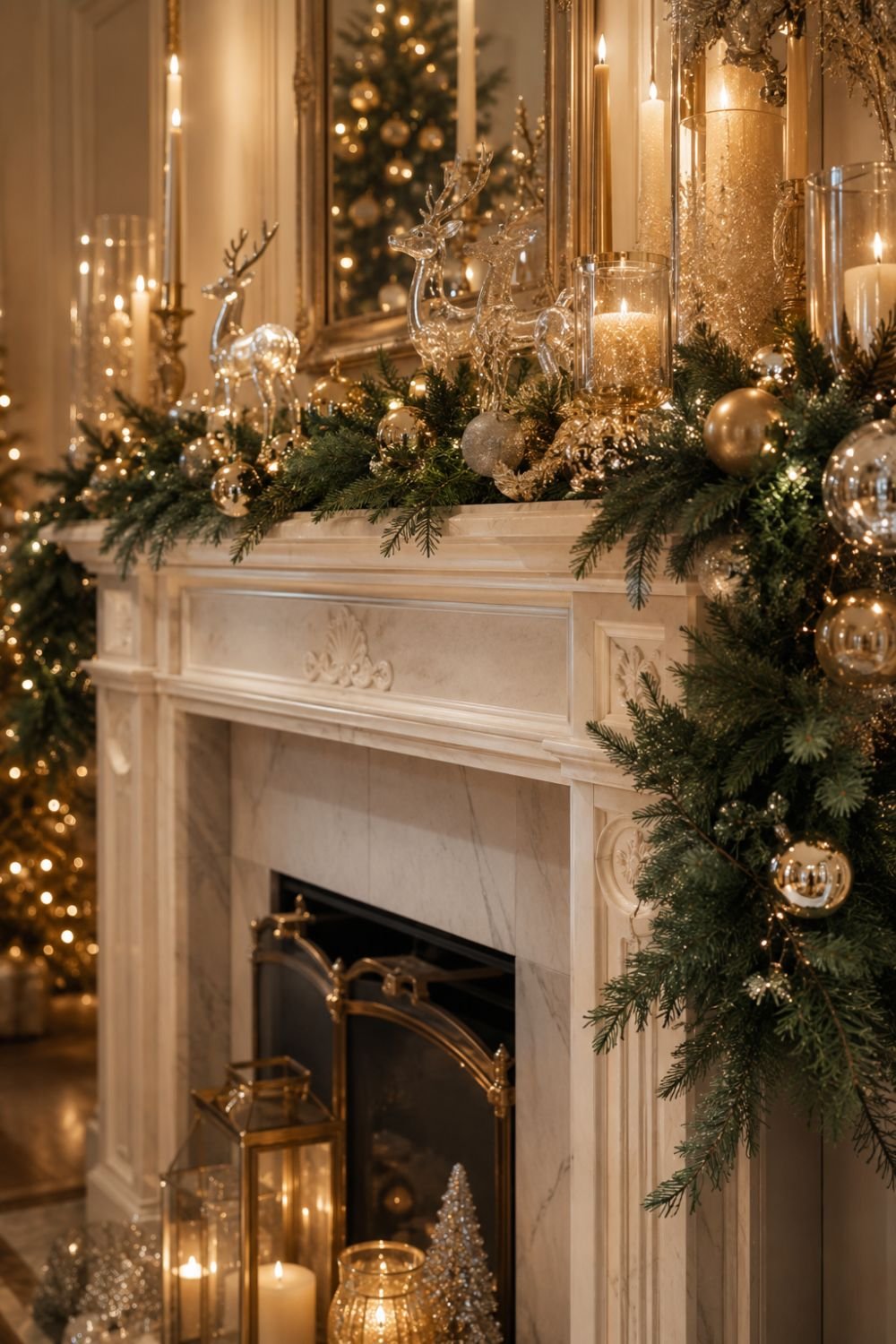 glass figurines glam christmas decorating idea