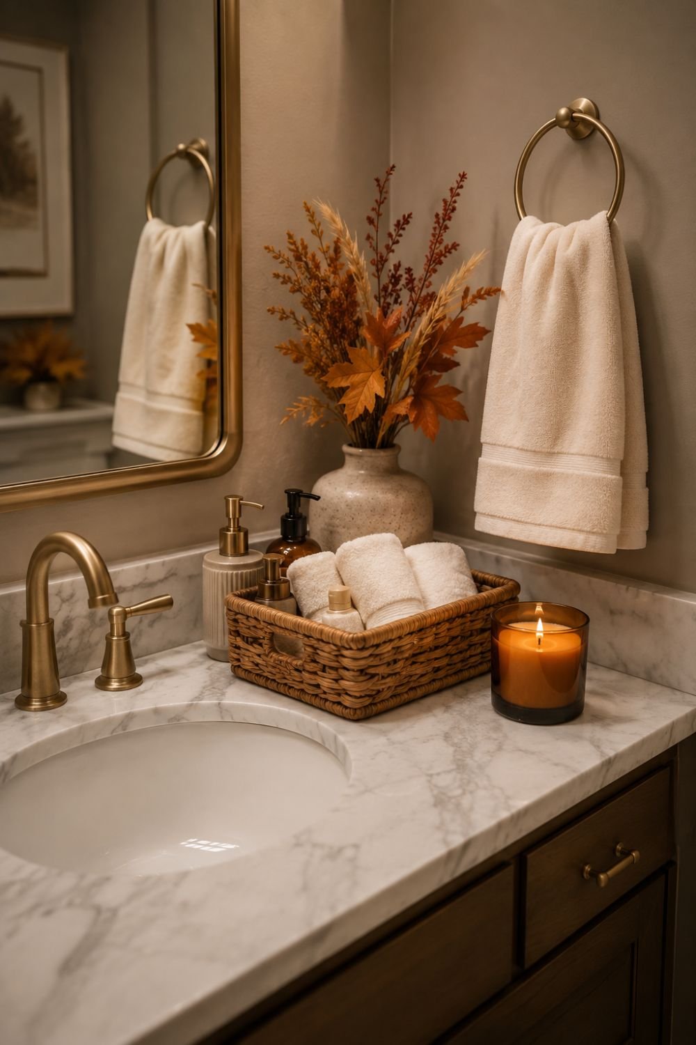 guest bathroom thanksgiving decorating idea