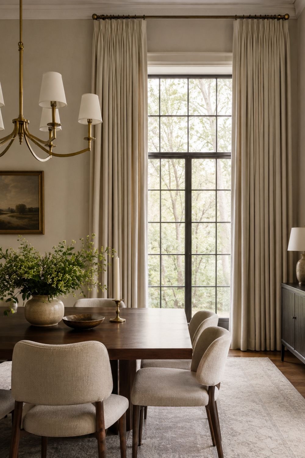 high curtains dining room decor idea