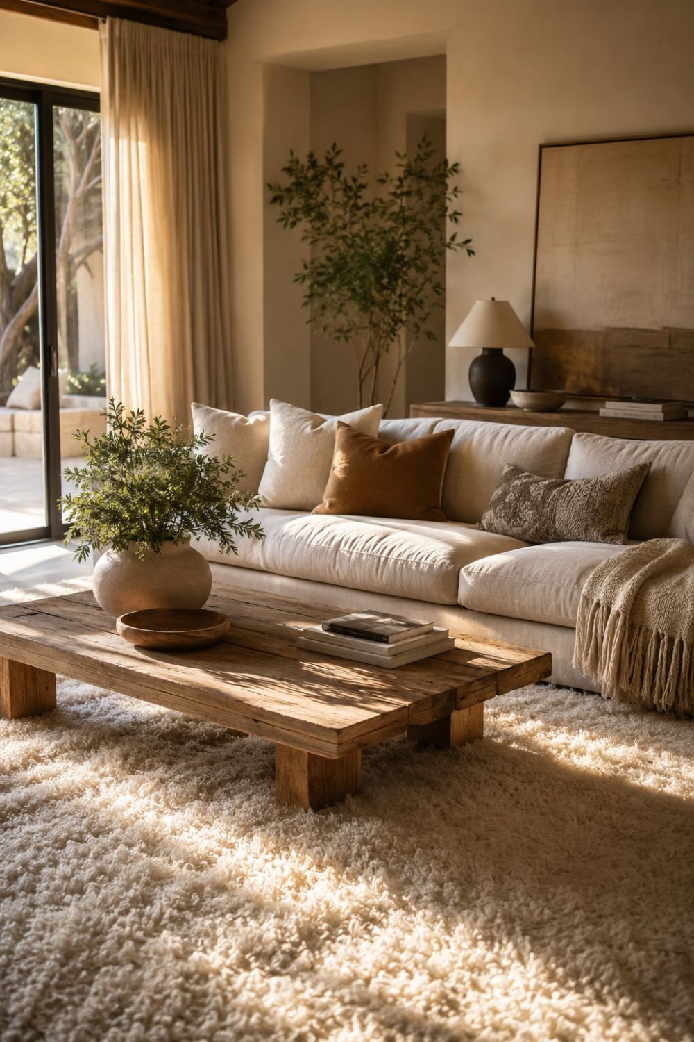 high pile rug layered comfort decor idea
