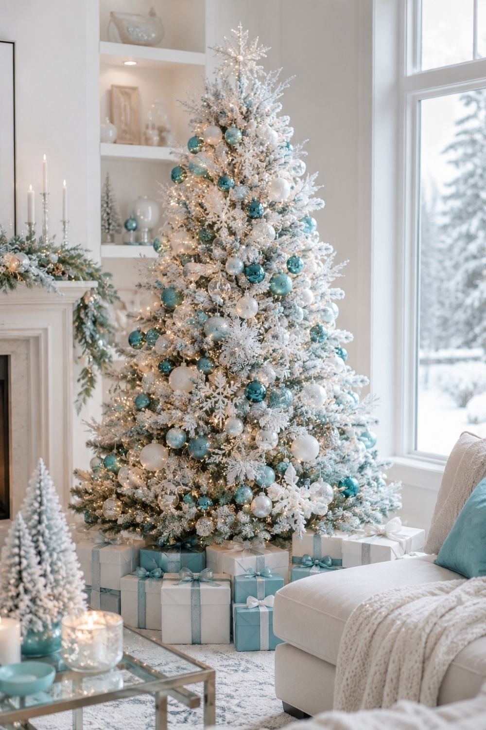 icy palette teal christmas decor idea