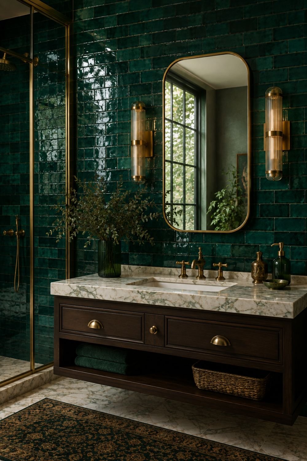  jewel tone glass statement tile idea