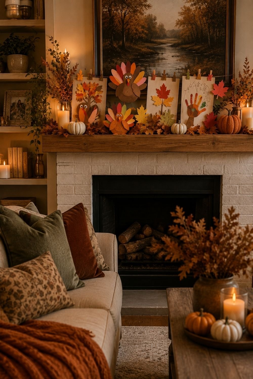 kids craft thanksgiving living room decor idea