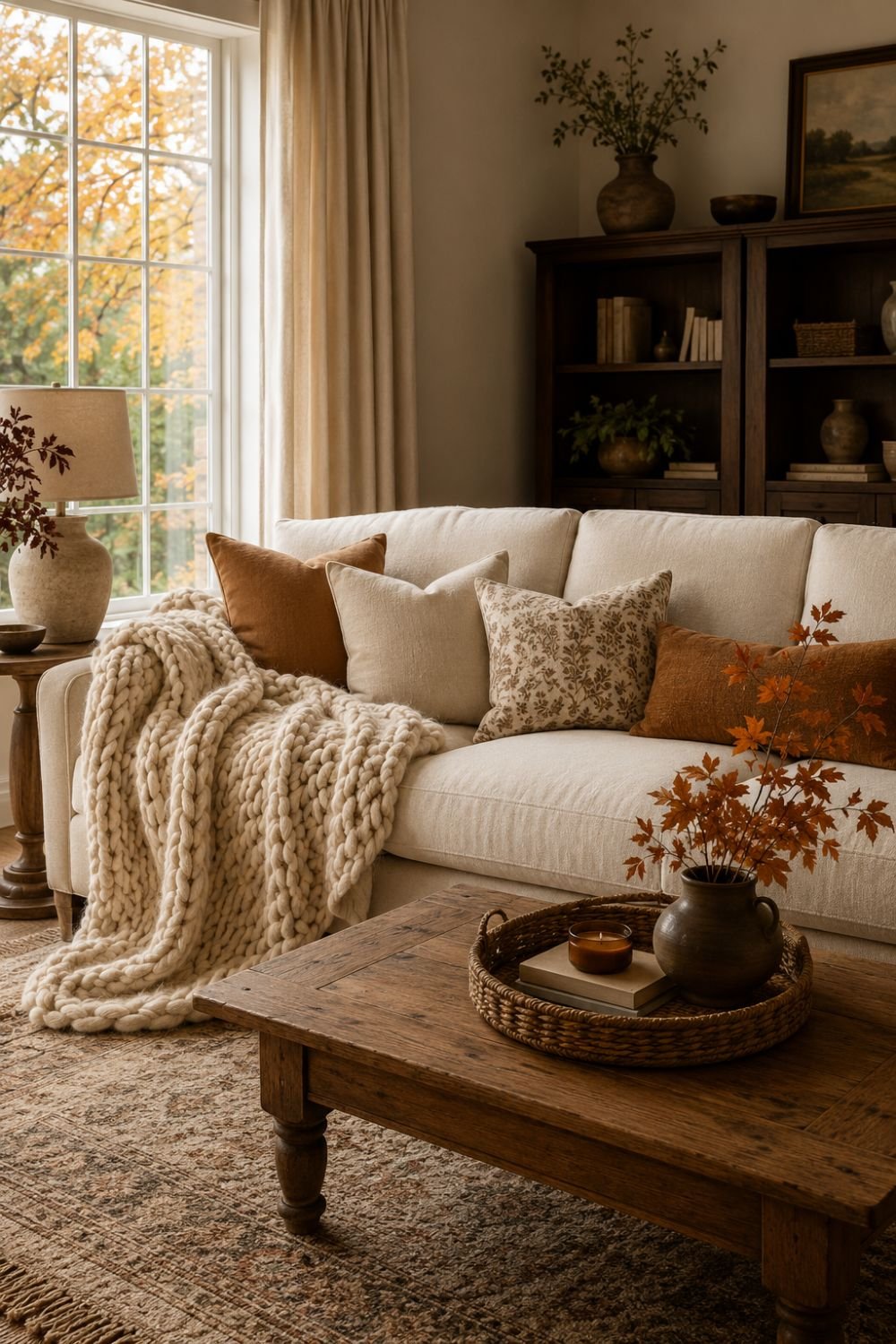  knit throw fall decor idea without pumpkins