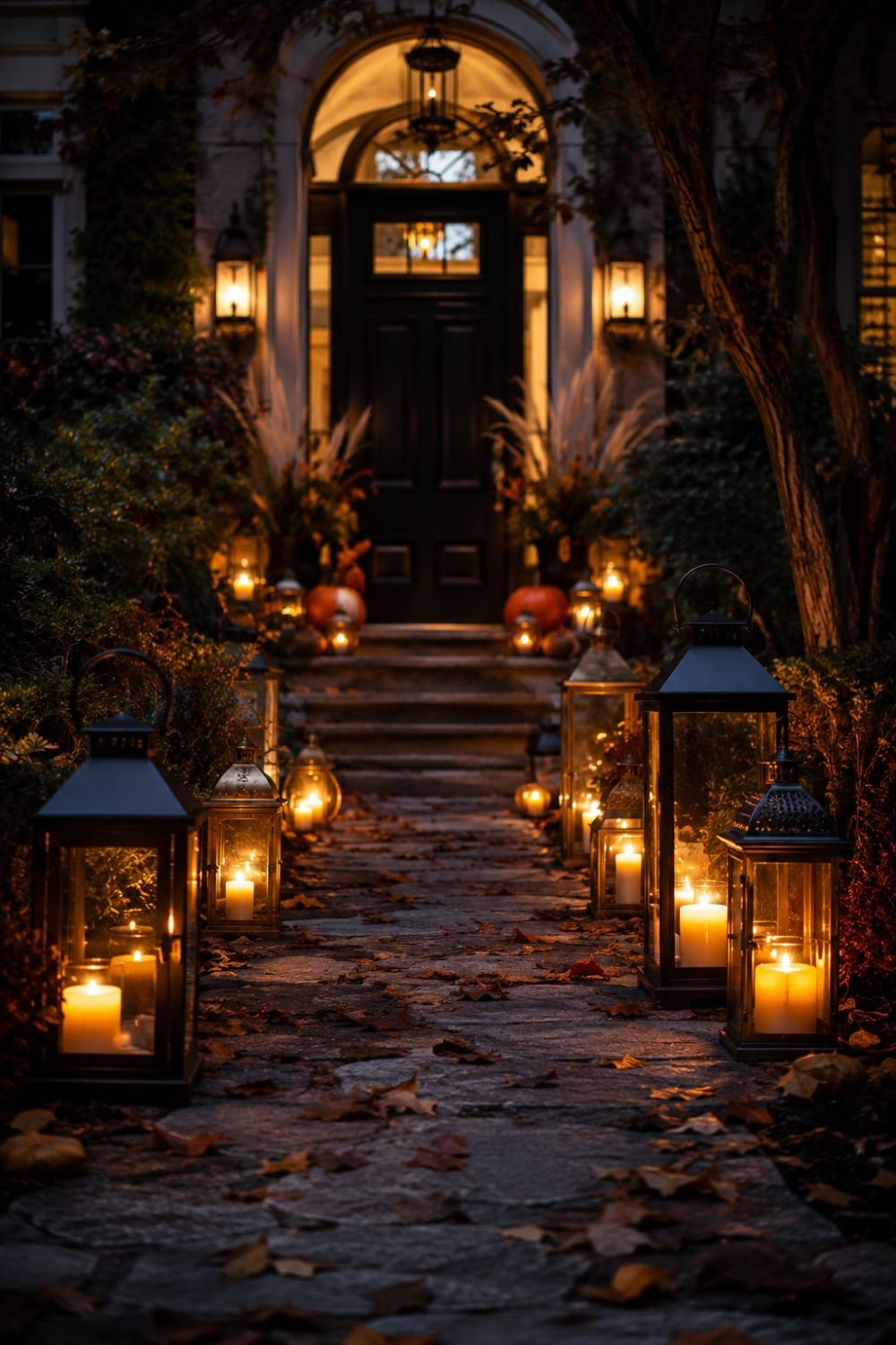  lanterns halloween entryway decor idea