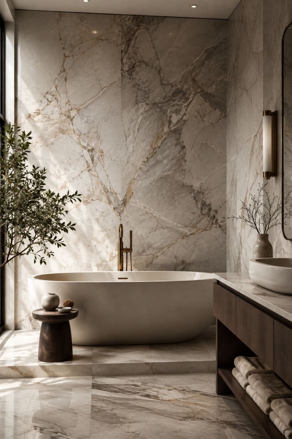 large format stone statement tile idea