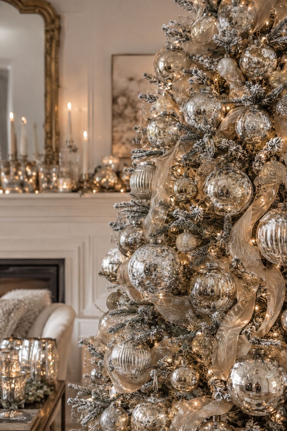 mercury glass glam christmas decorating idea