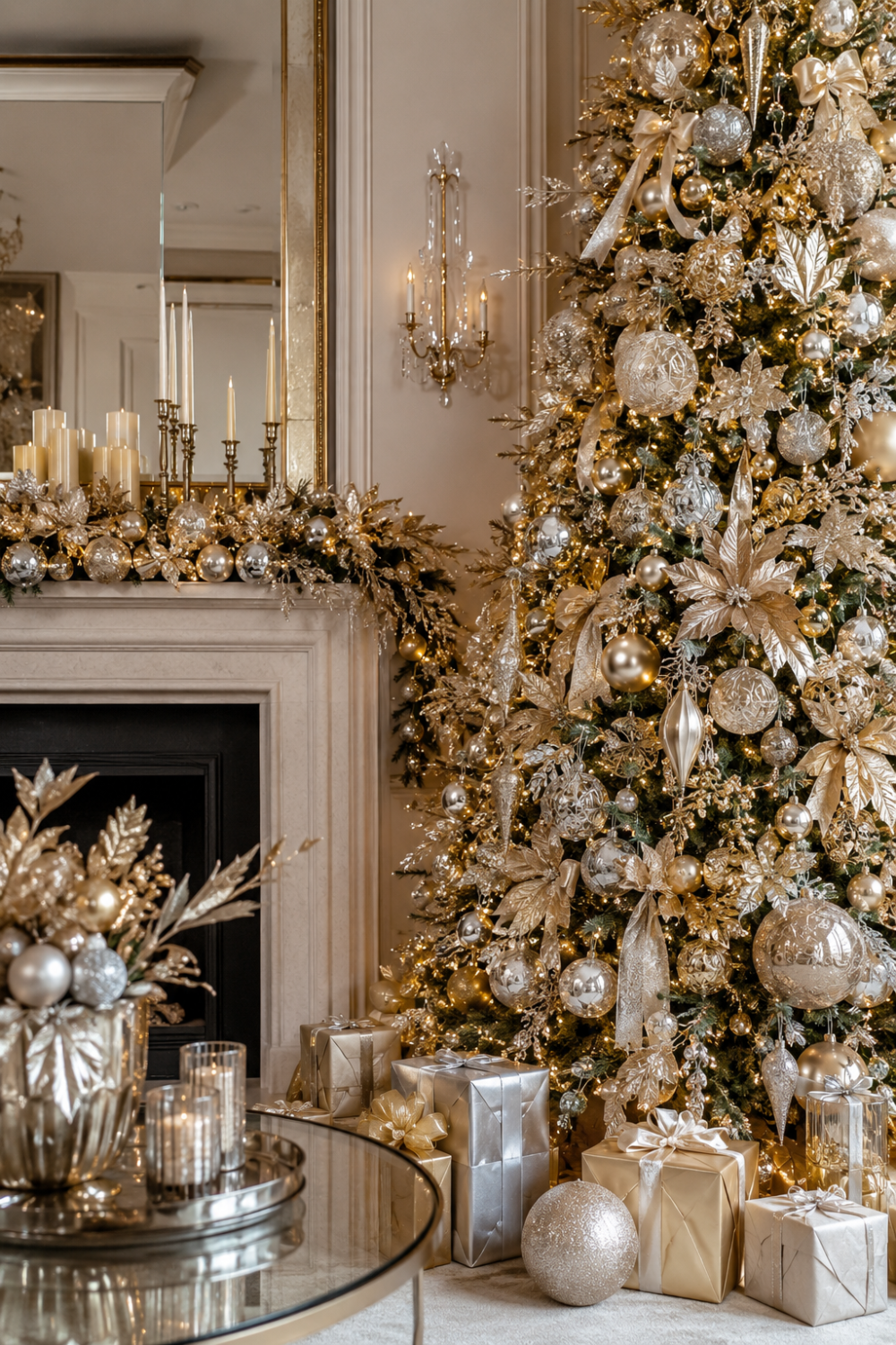 metallic palette glam christmas decorating idea