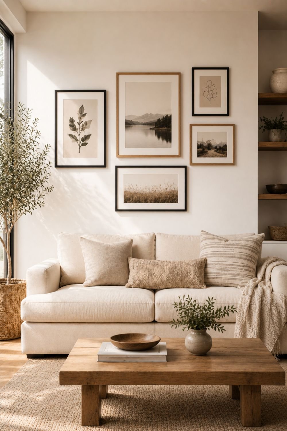 minimal focal wall gallery wall idea