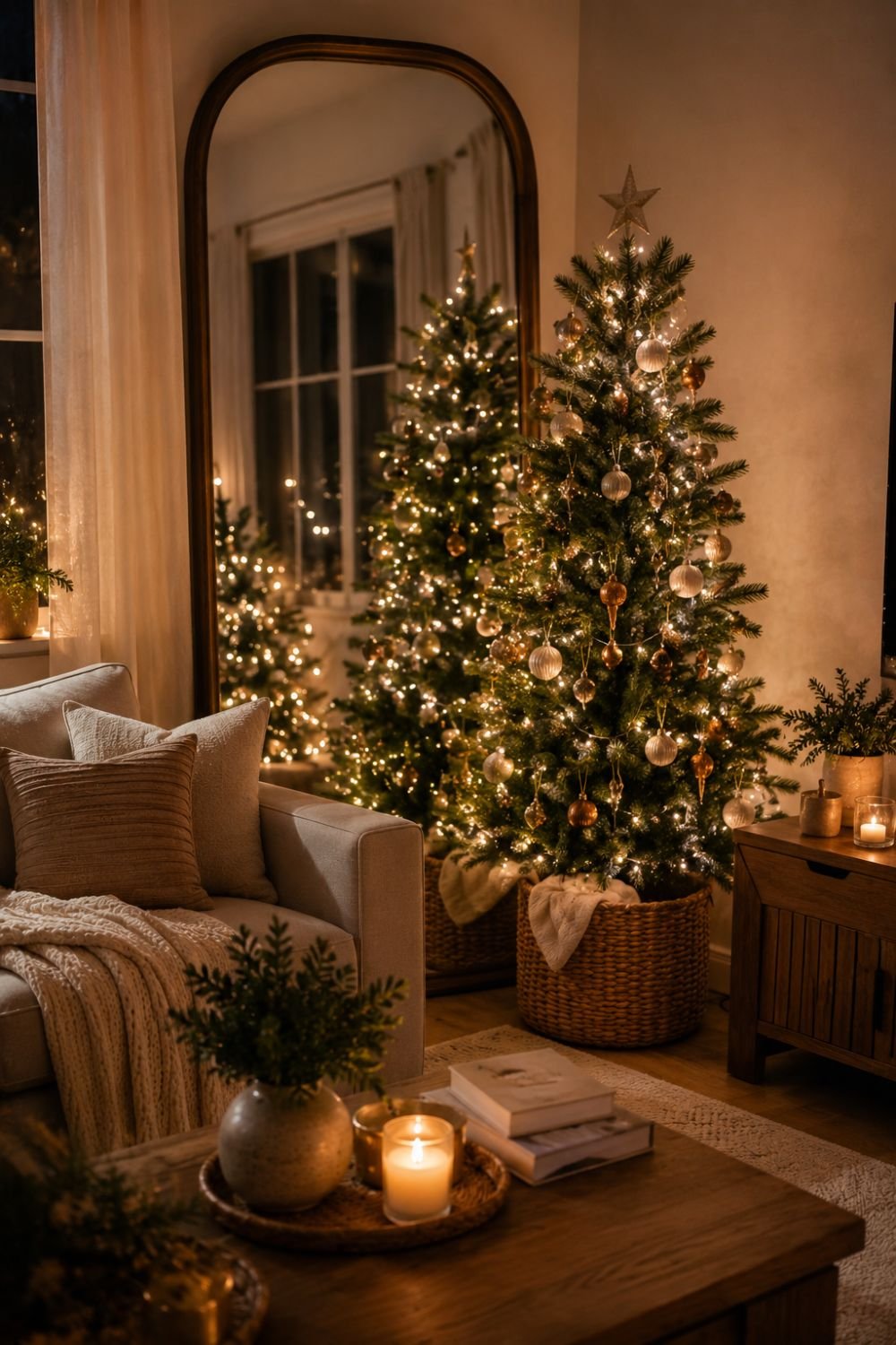 mirror small apartment christmas decor idea