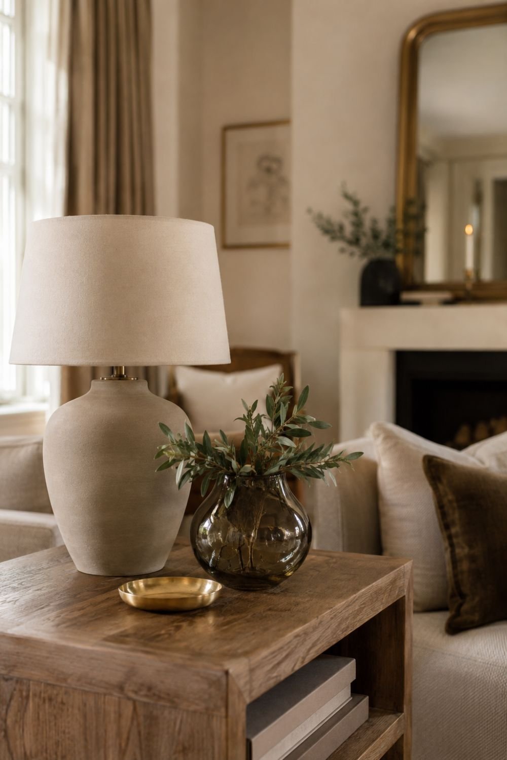 mixed finishes layered comfort decor idea