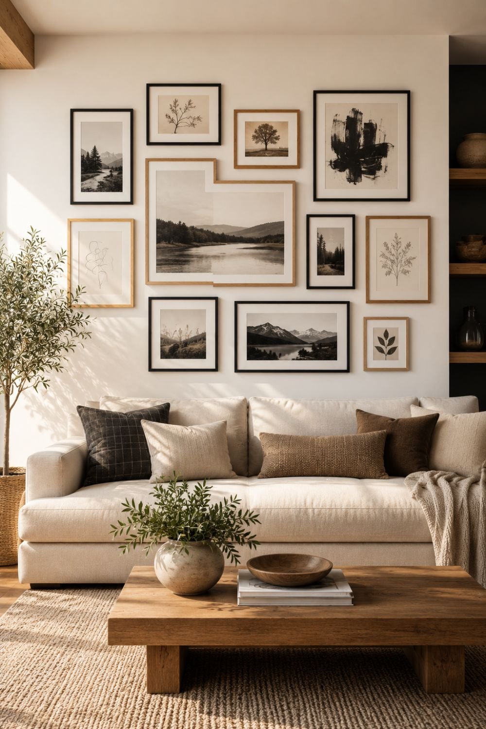 mixed frame sizes gallery wall idea