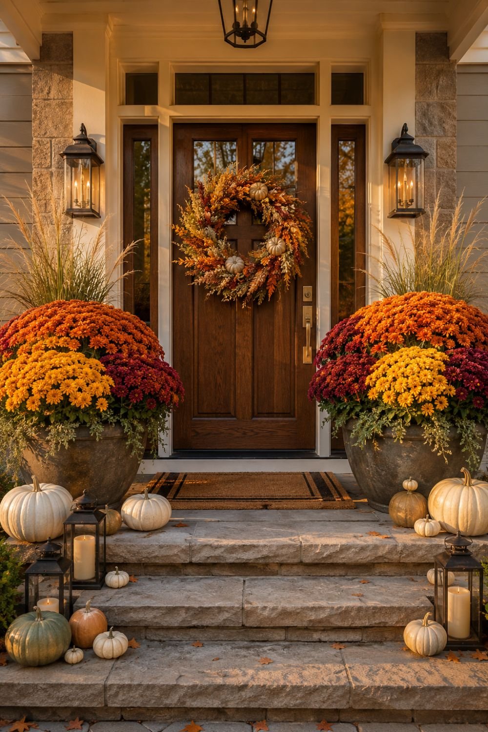 mums fall porch decor idea