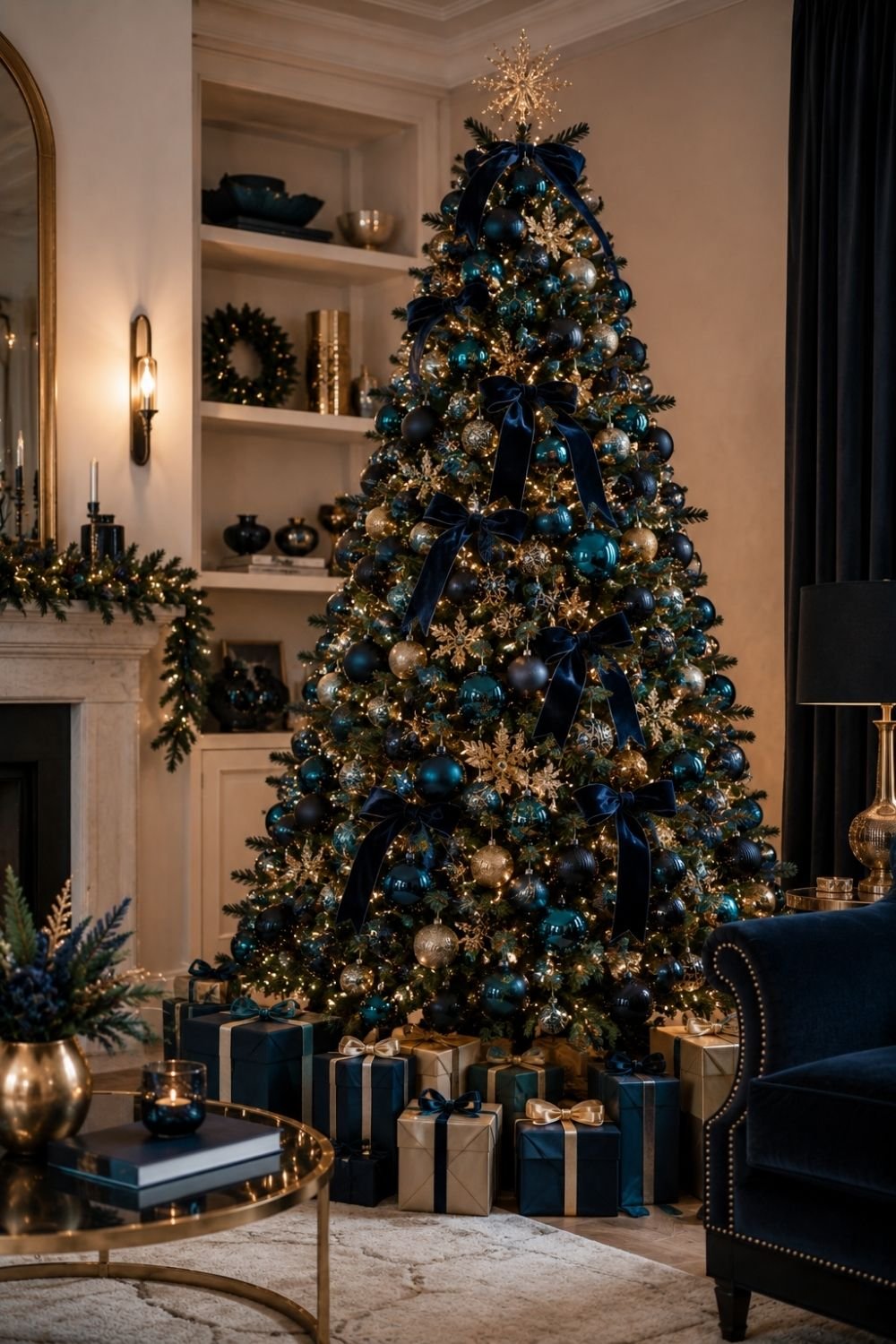 navy teal pairing teal christmas decor idea