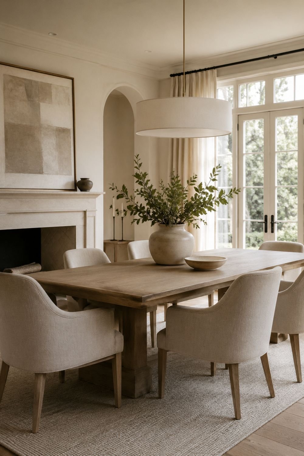 neutral palette dining room decor idea