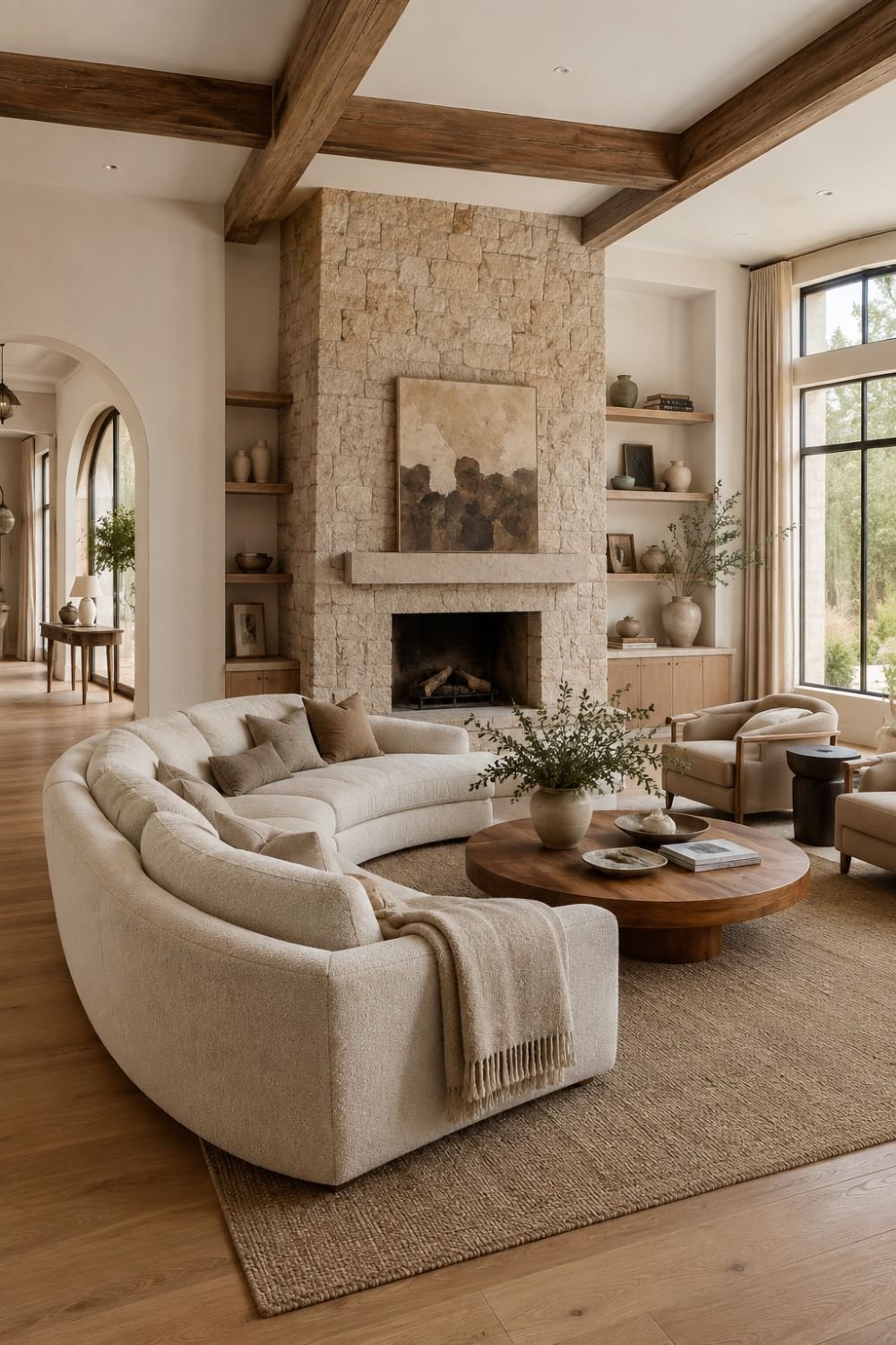 off-center fireplace living room layout idea