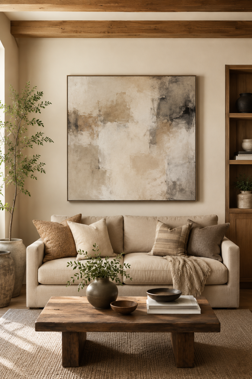 oversized art living room wall decor idea
