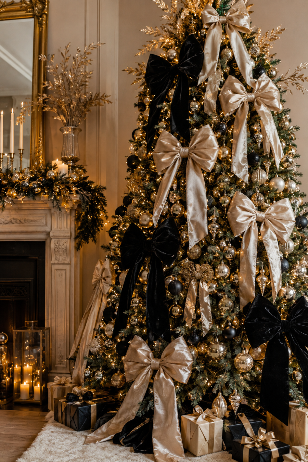 oversized bows glam christmas decorating idea