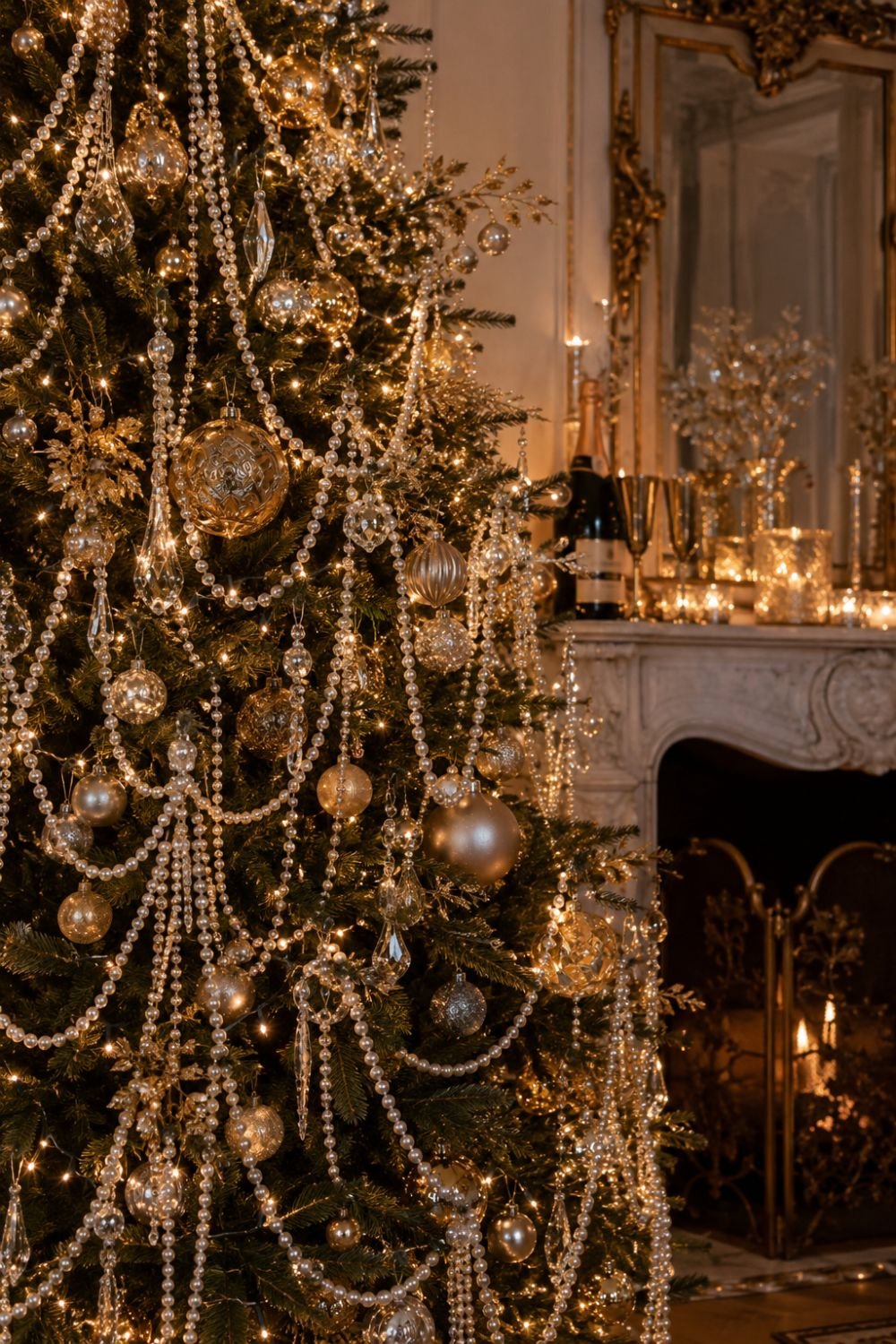 pearl garland glam christmas decorating idea