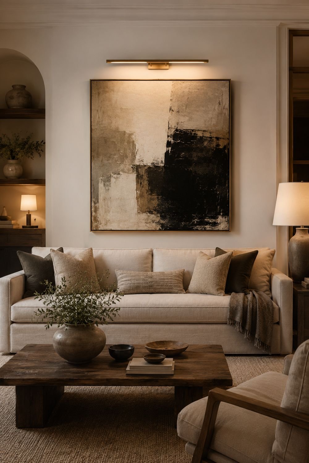 picture lighting living room wall decor idea