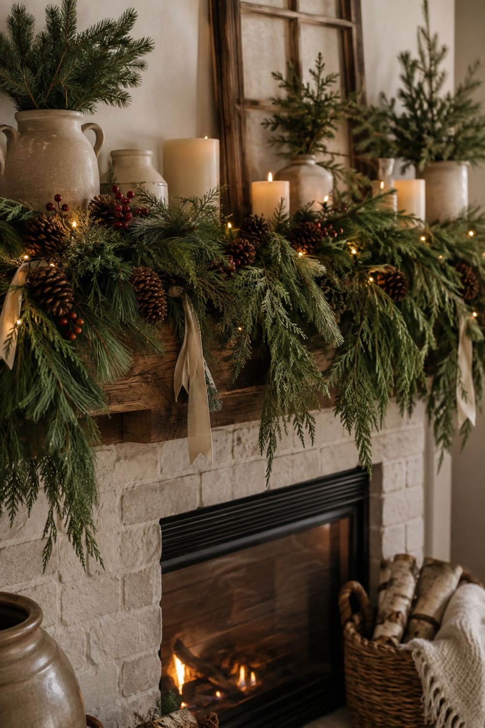 pine garland farmhouse christmas decor idea