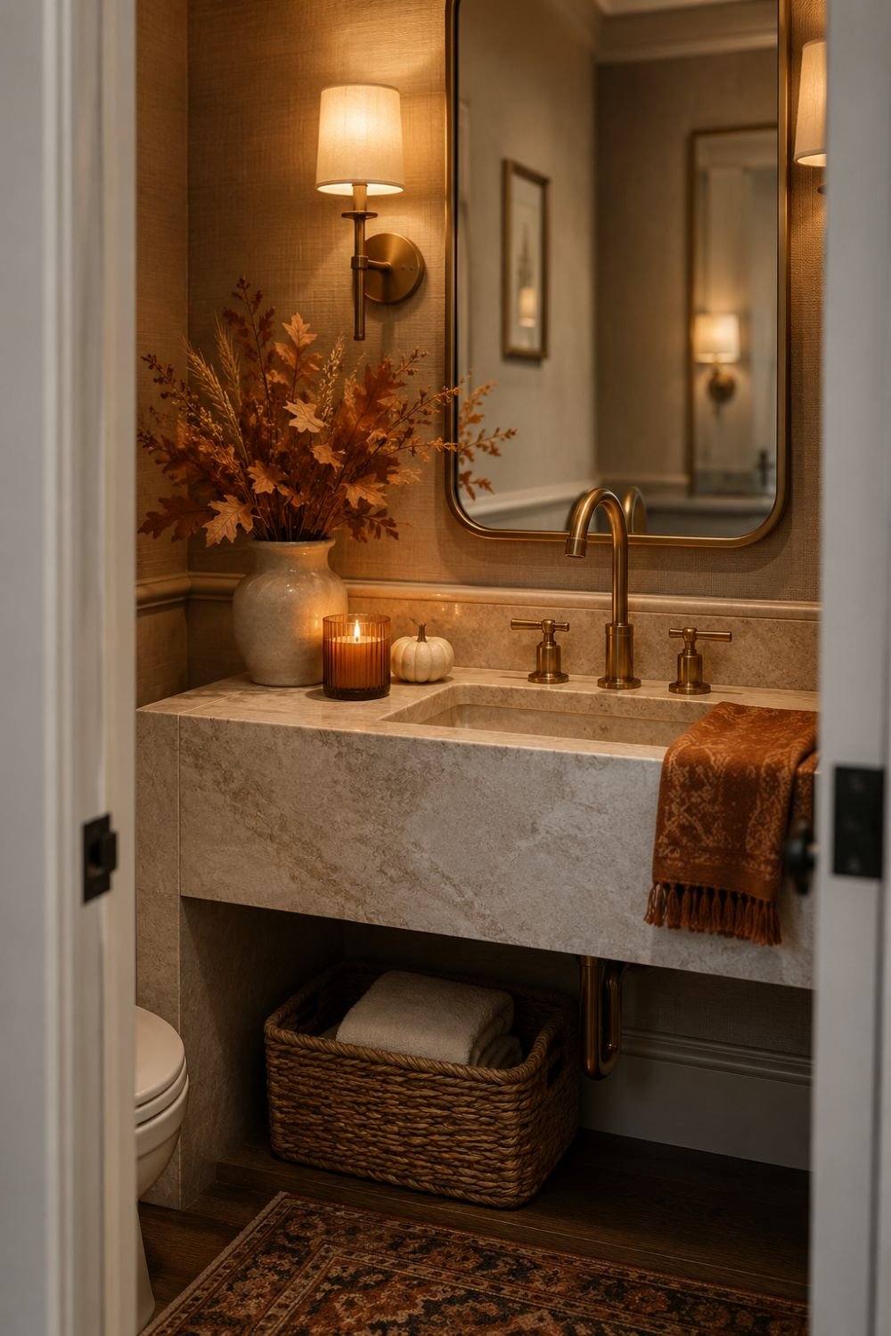 powder room thanksgiving decorating idea