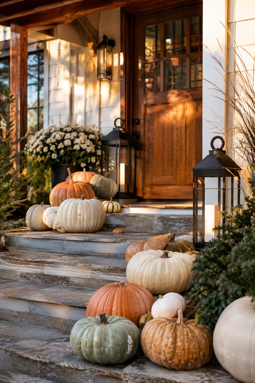 pumpkin steps fall porch decor idea